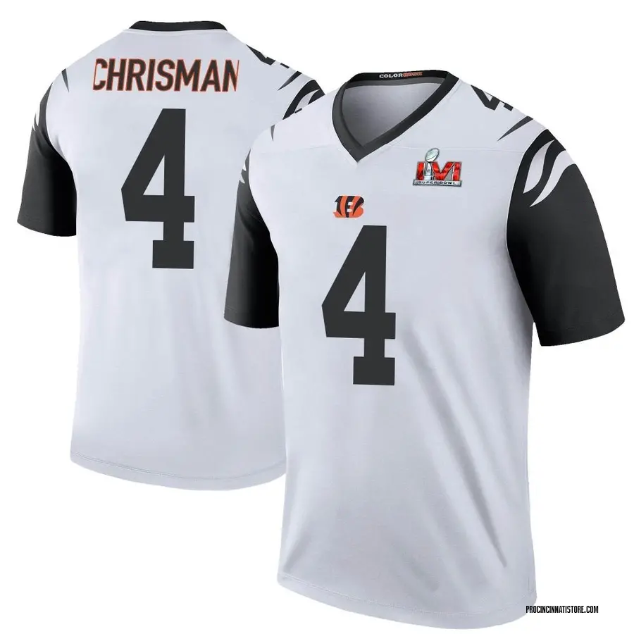 Drue Chrisman 4 Cincinnati Bengals Super Bowl LVII Champions Youth Game  Jersey - White - Bluefink